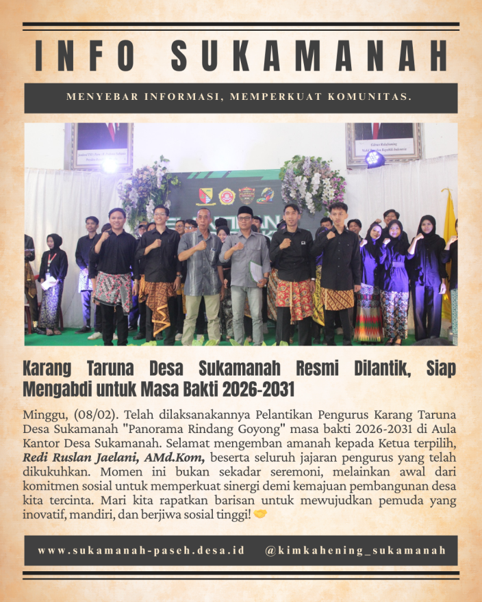 Pelantikan Pengurus Karang Taruna Desa Sukamanah Masa Bakti 2026-2031: 